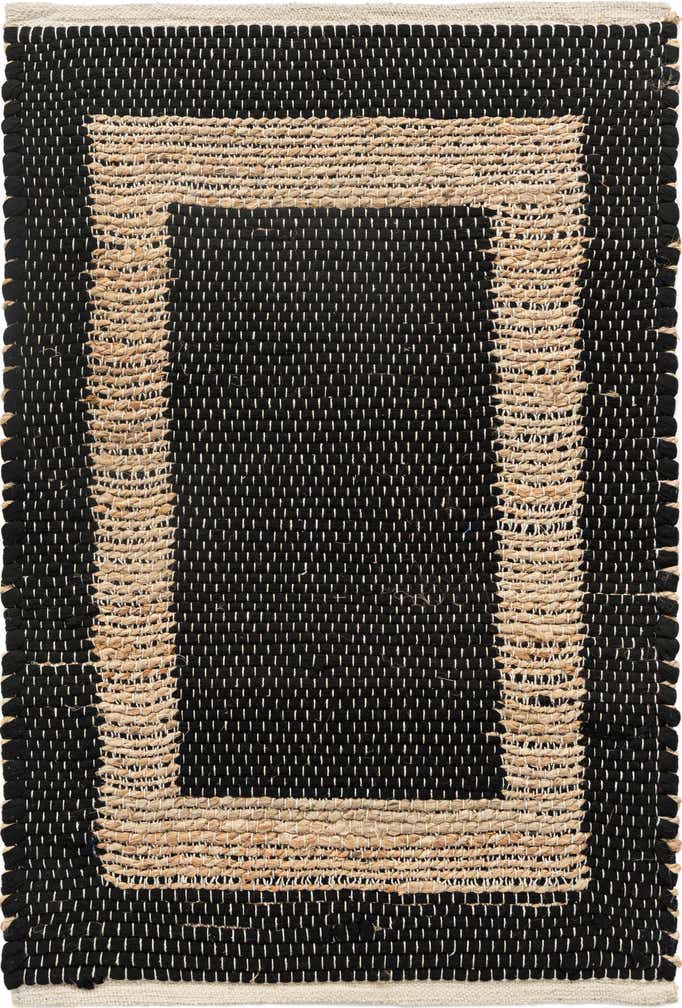 2' x 3' 1 Hand Woven Chindi Jute Rug