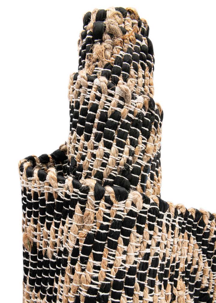 Custom Black Hand Woven Chindi Jute Rug