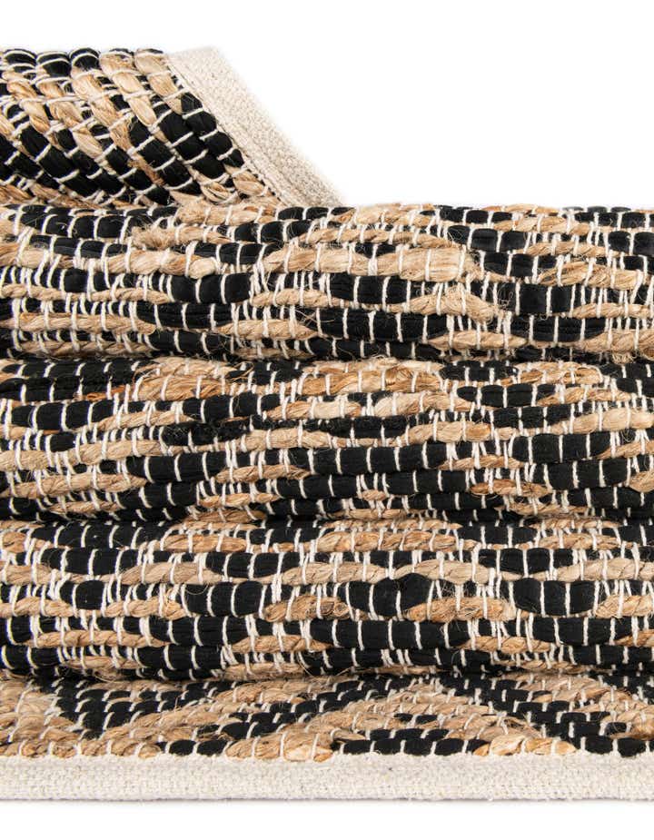 Custom Black Hand Woven Chindi Jute Rug