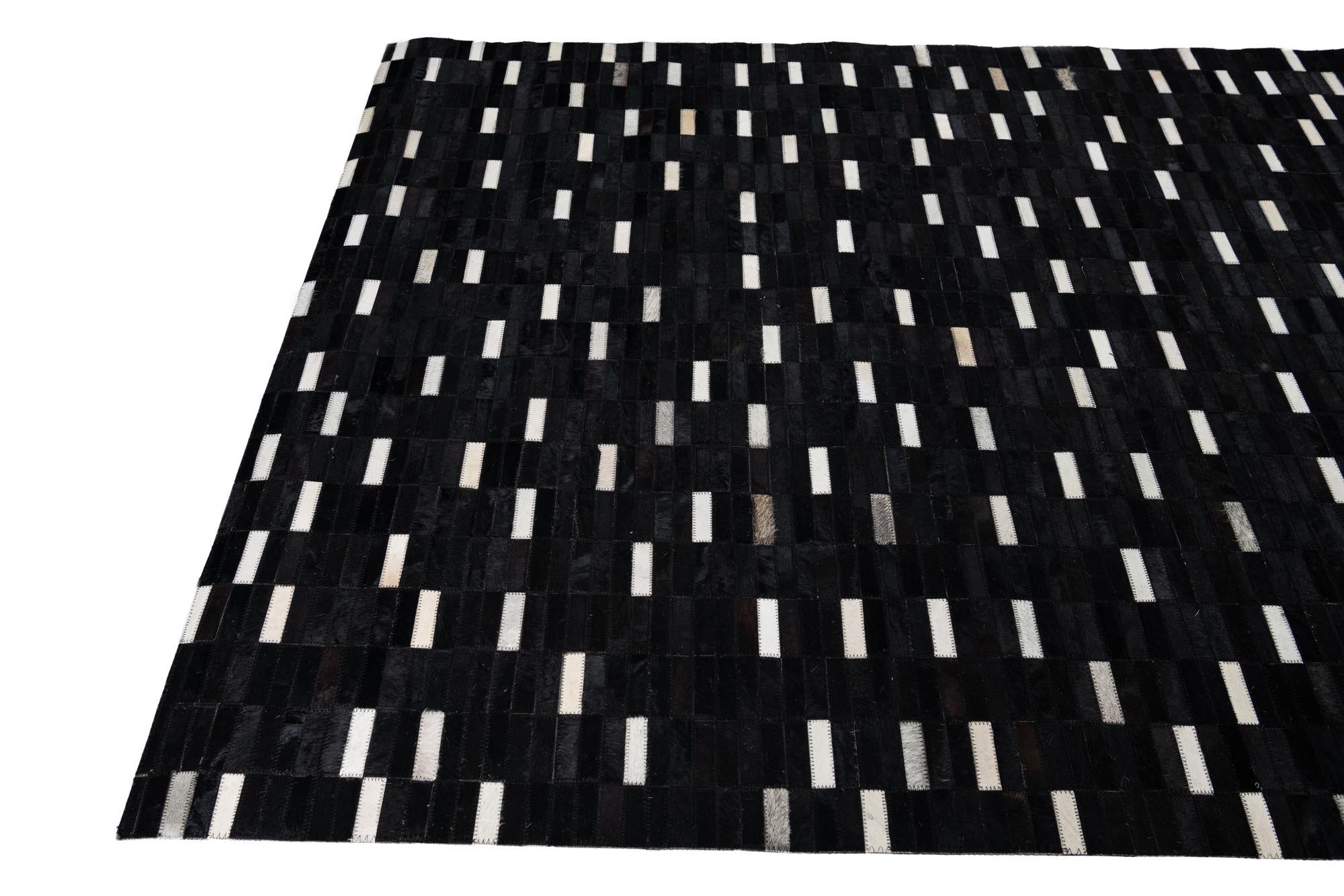 5' 1 x 8' 1 Cowhide Leather Rug