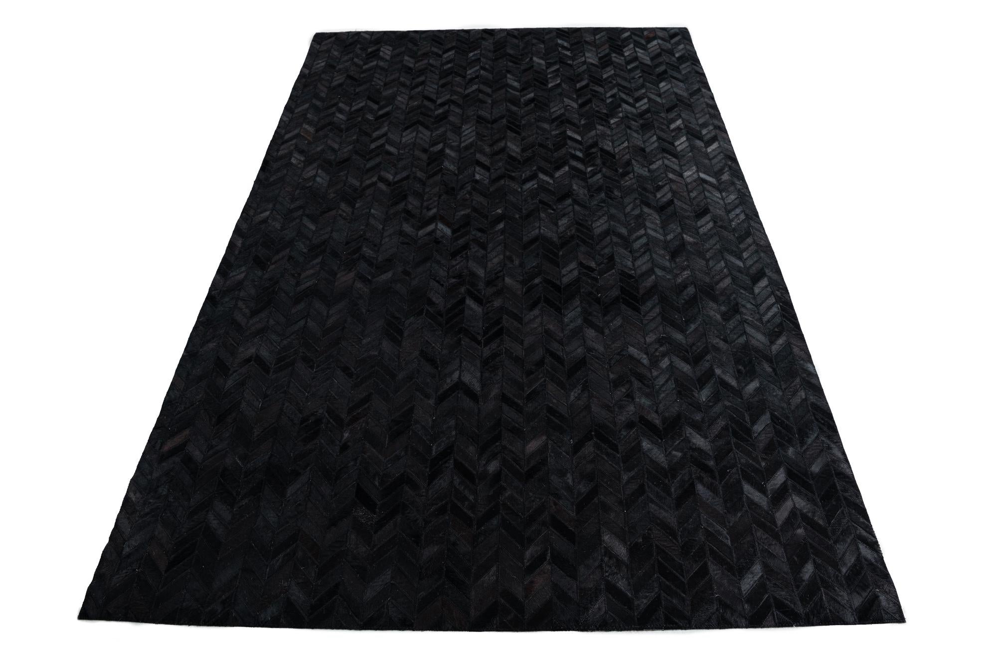 5' 1 x 8' Cowhide Leather Rug