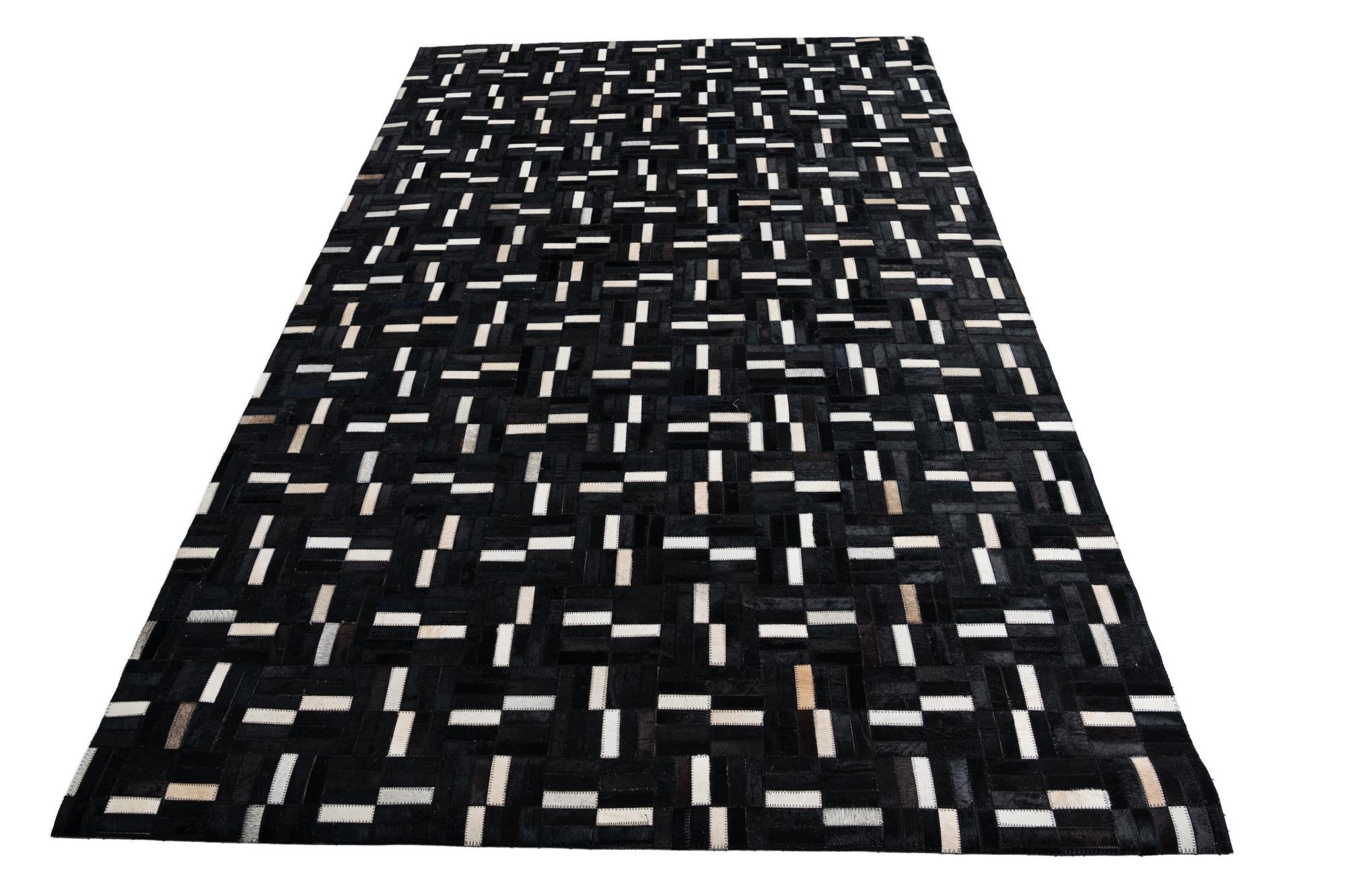 5' 3 x 8' 4 Cowhide Leather Rug