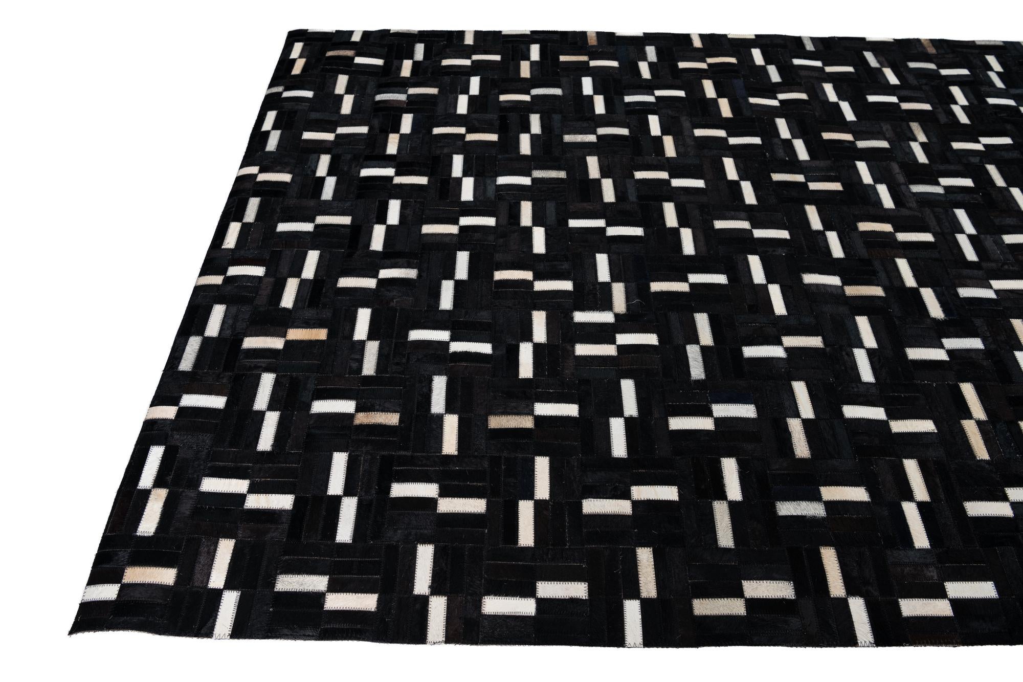 5' 3 x 8' 4 Cowhide Leather Rug