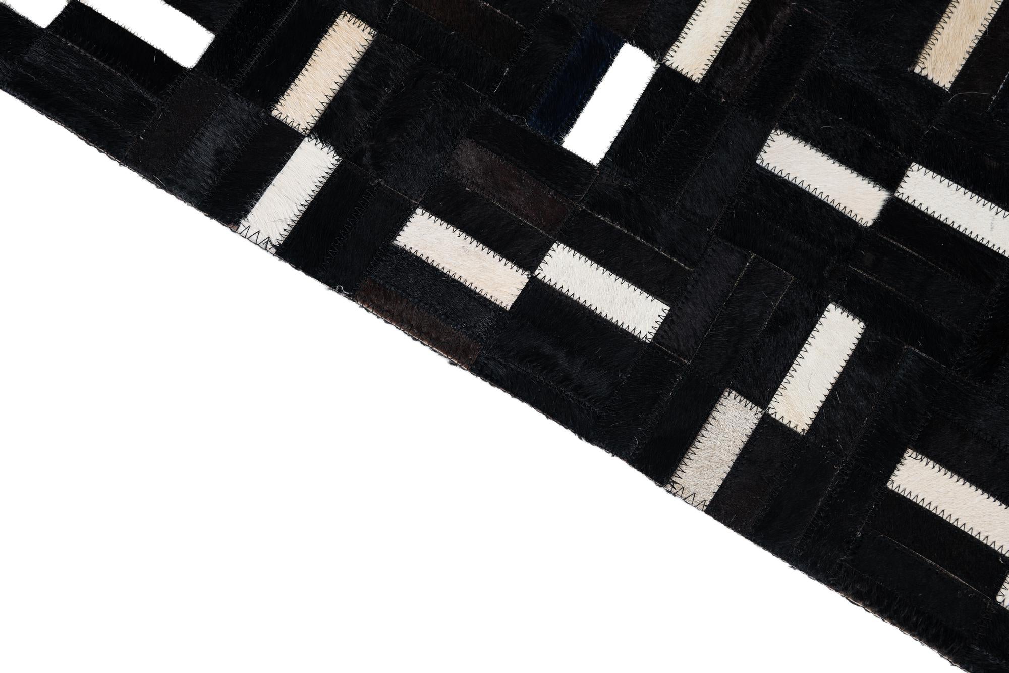 5' 3 x 8' 4 Cowhide Leather Rug