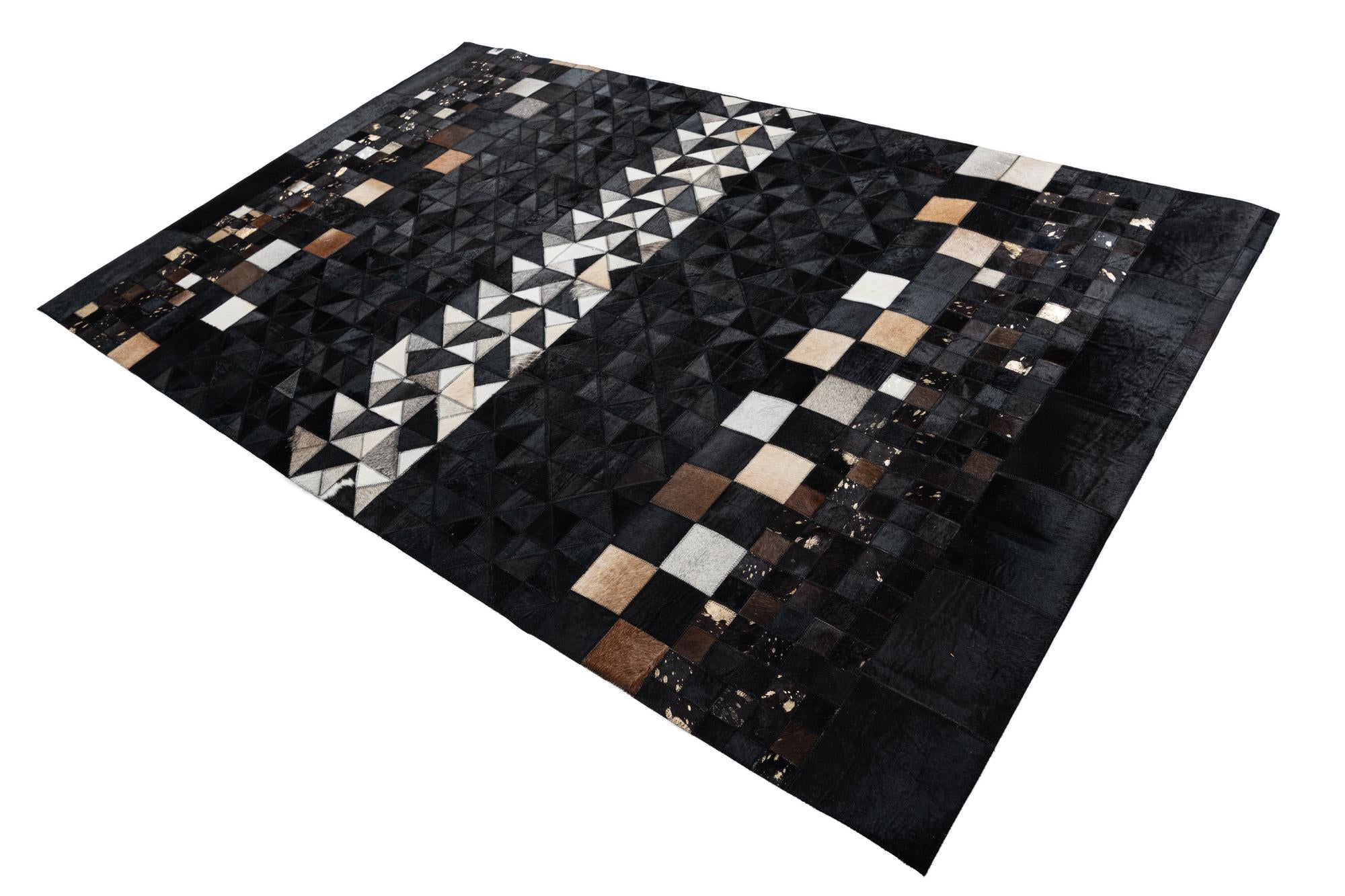 5' 1 x 7' 10 Cowhide Leather Rug