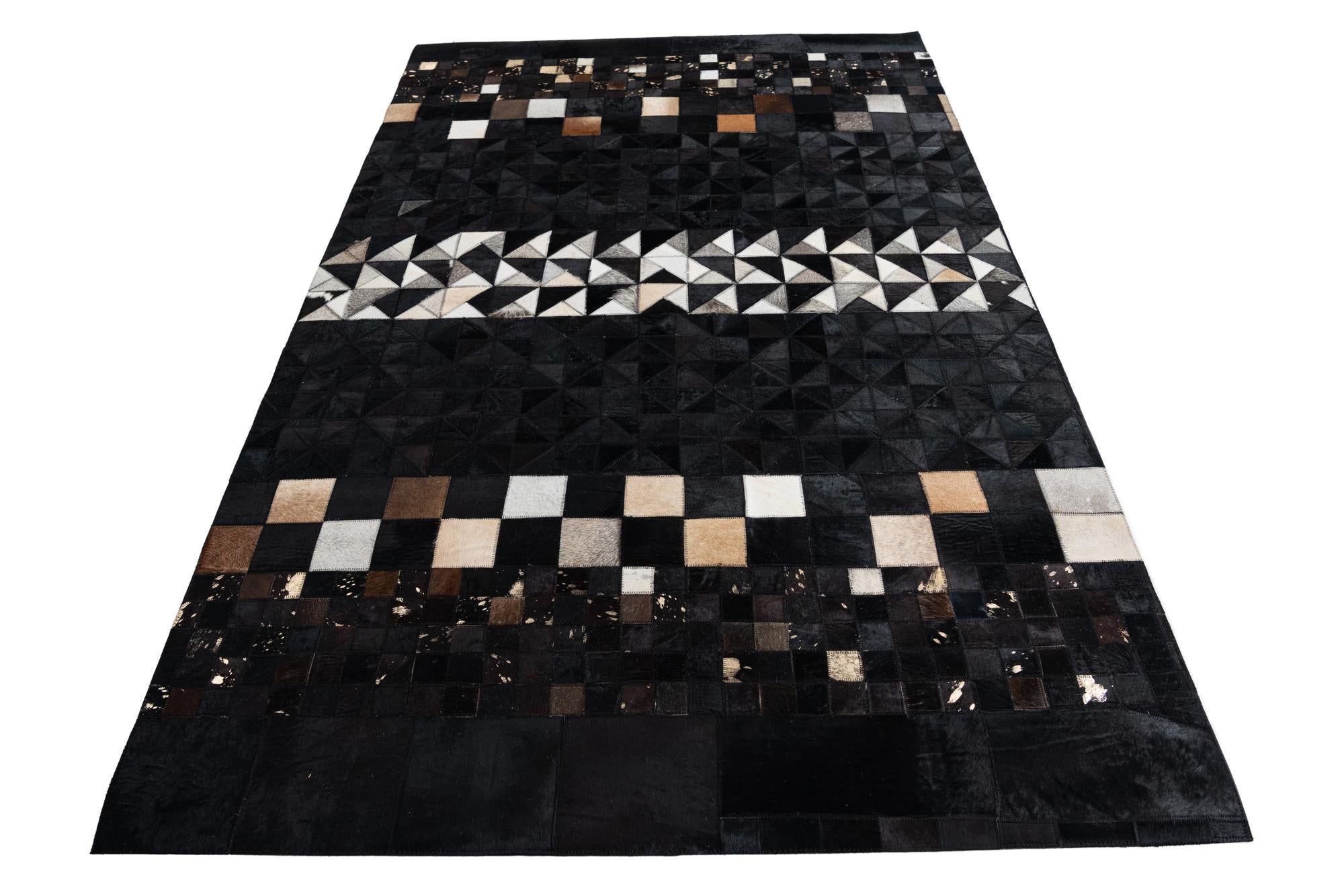 5' 1 x 7' 10 Cowhide Leather Rug