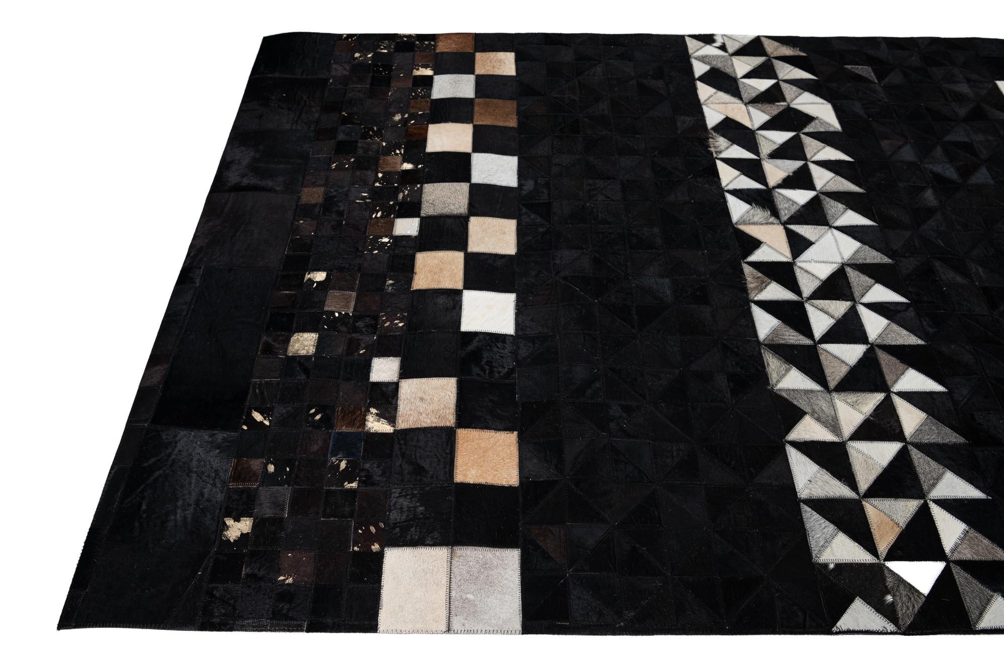 5' 1 x 7' 10 Cowhide Leather Rug