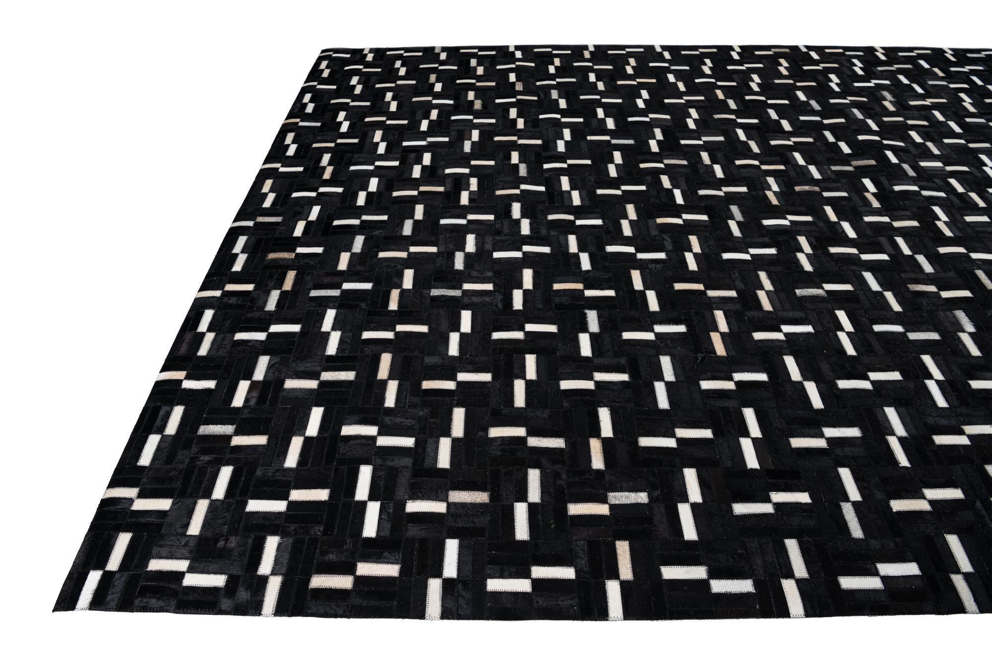 7' 10 x 9' 9 Cowhide Leather Rug