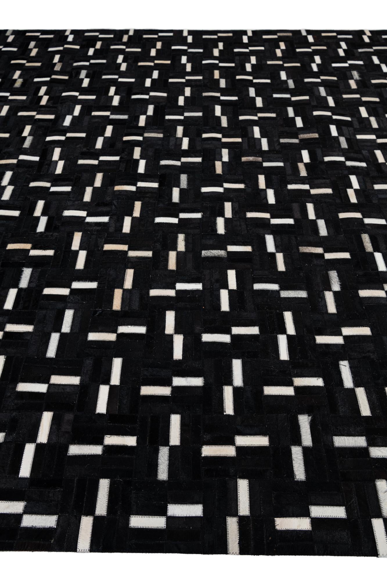 7' 10 x 9' 9 Cowhide Leather Rug
