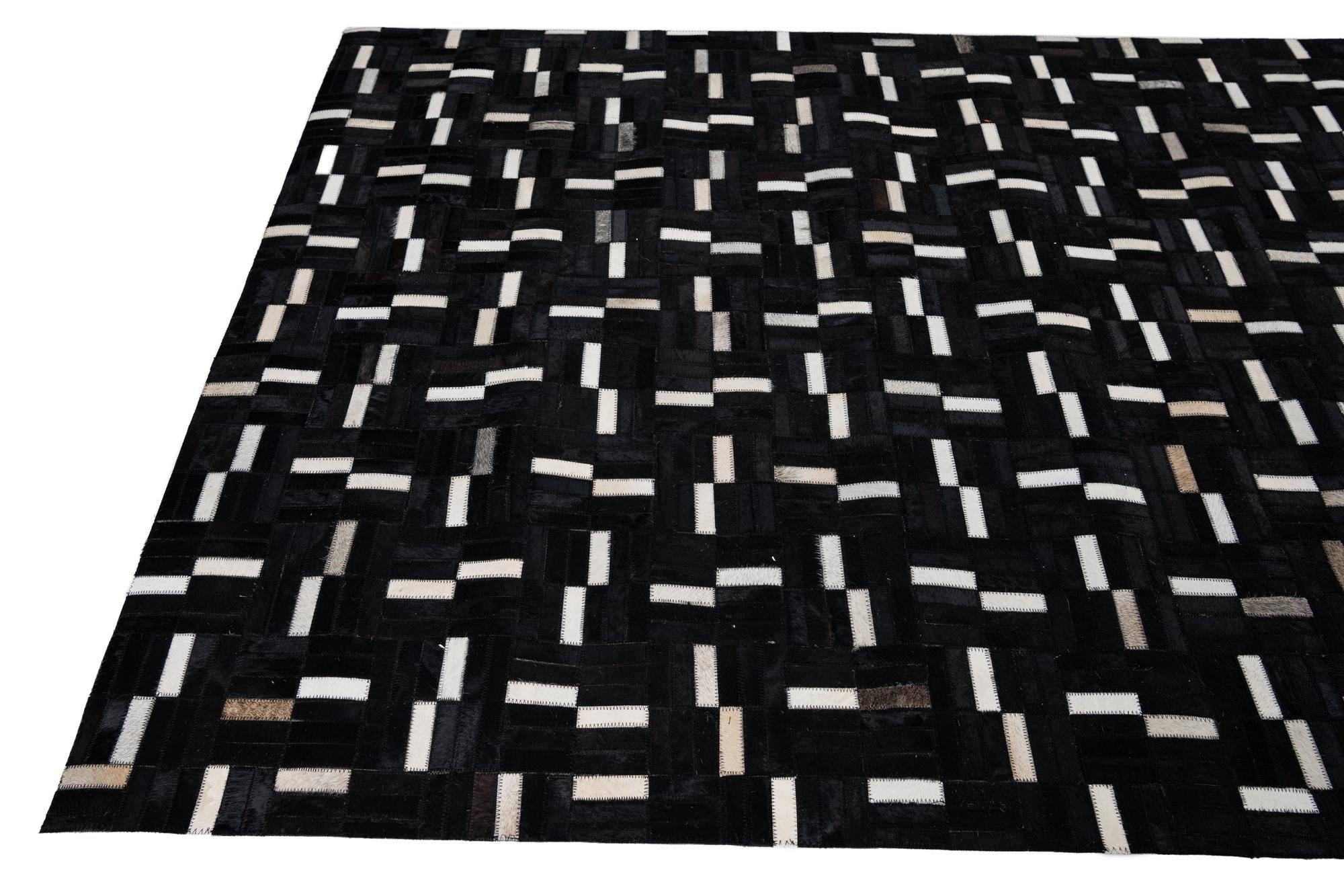 5' x 8' 1 Cowhide Leather Rug