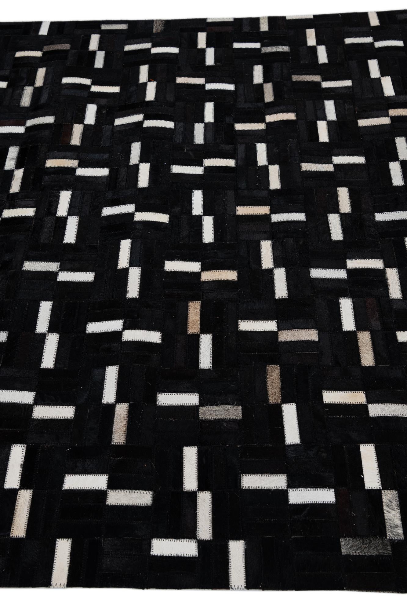 5' x 8' 1 Cowhide Leather Rug
