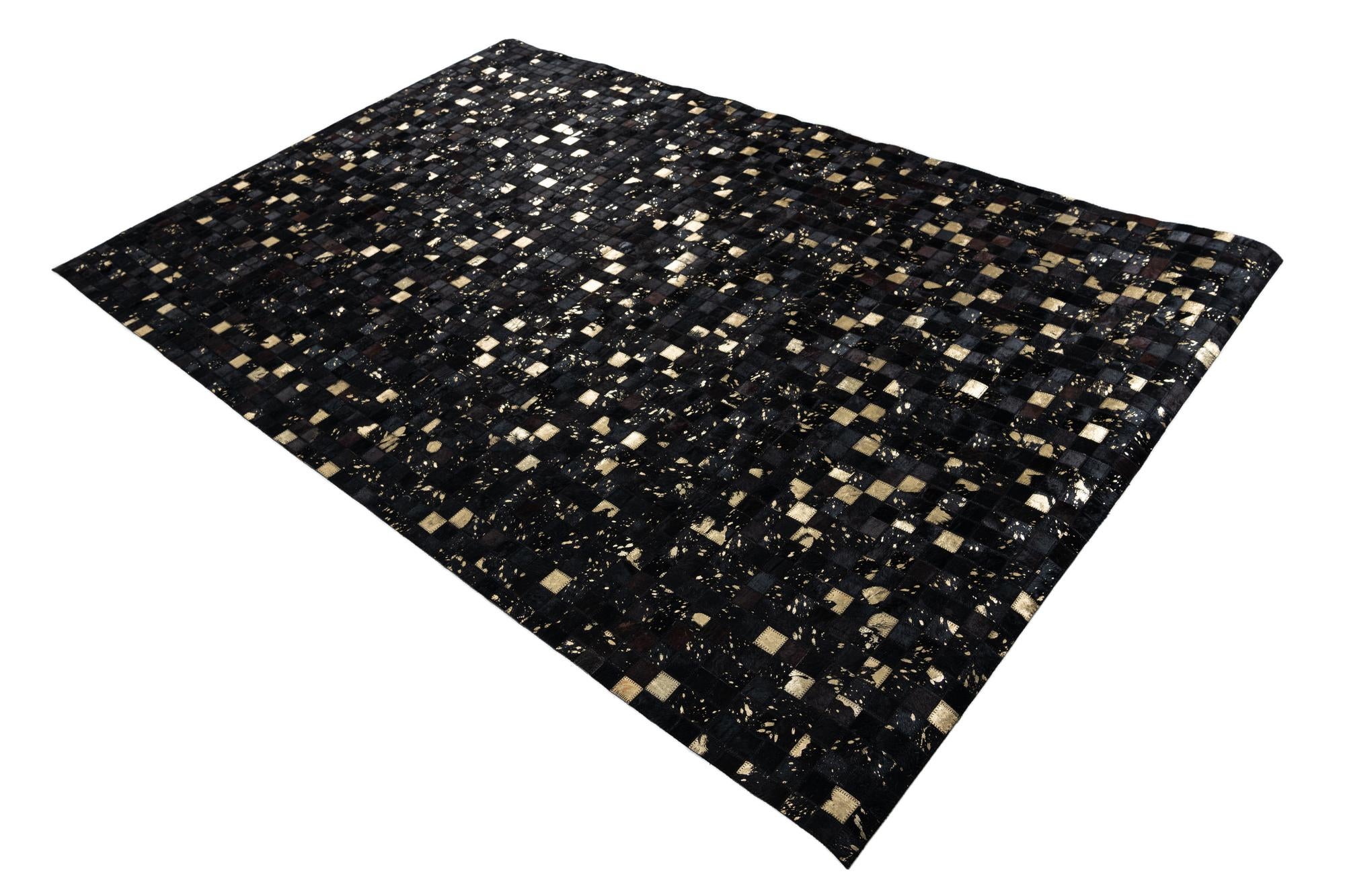 5' 2 x 8' Cowhide Leather Rug