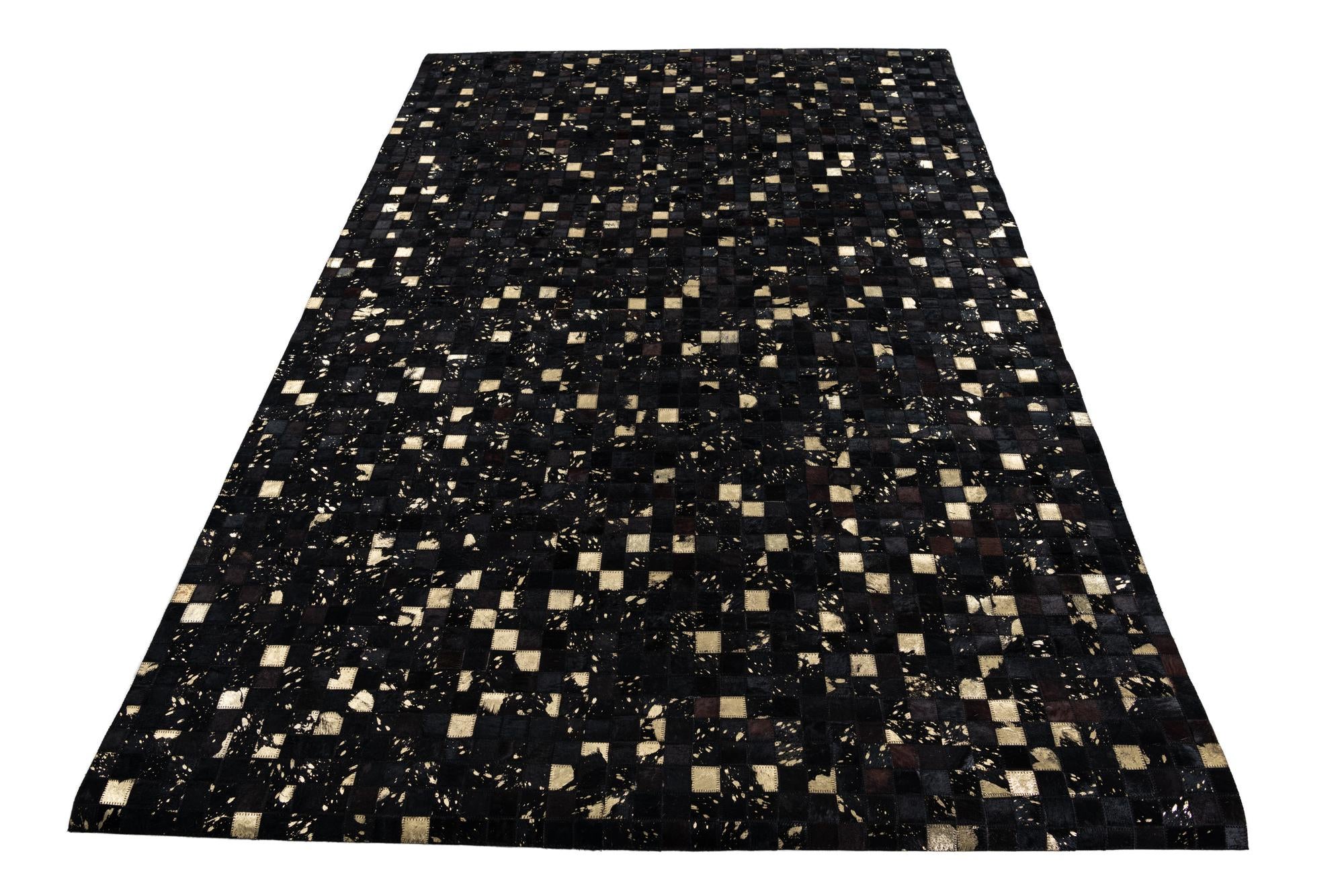 5' 2 x 8' Cowhide Leather Rug
