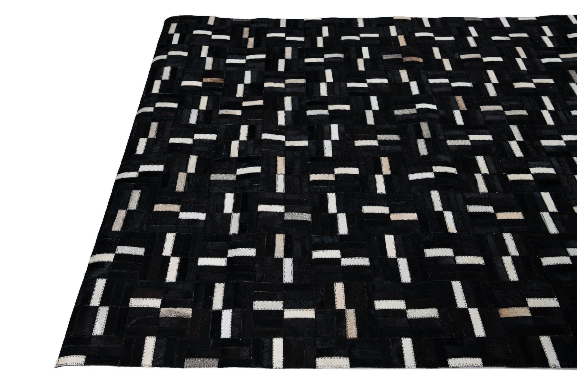 5' x 8' 1 Cowhide Leather Rug