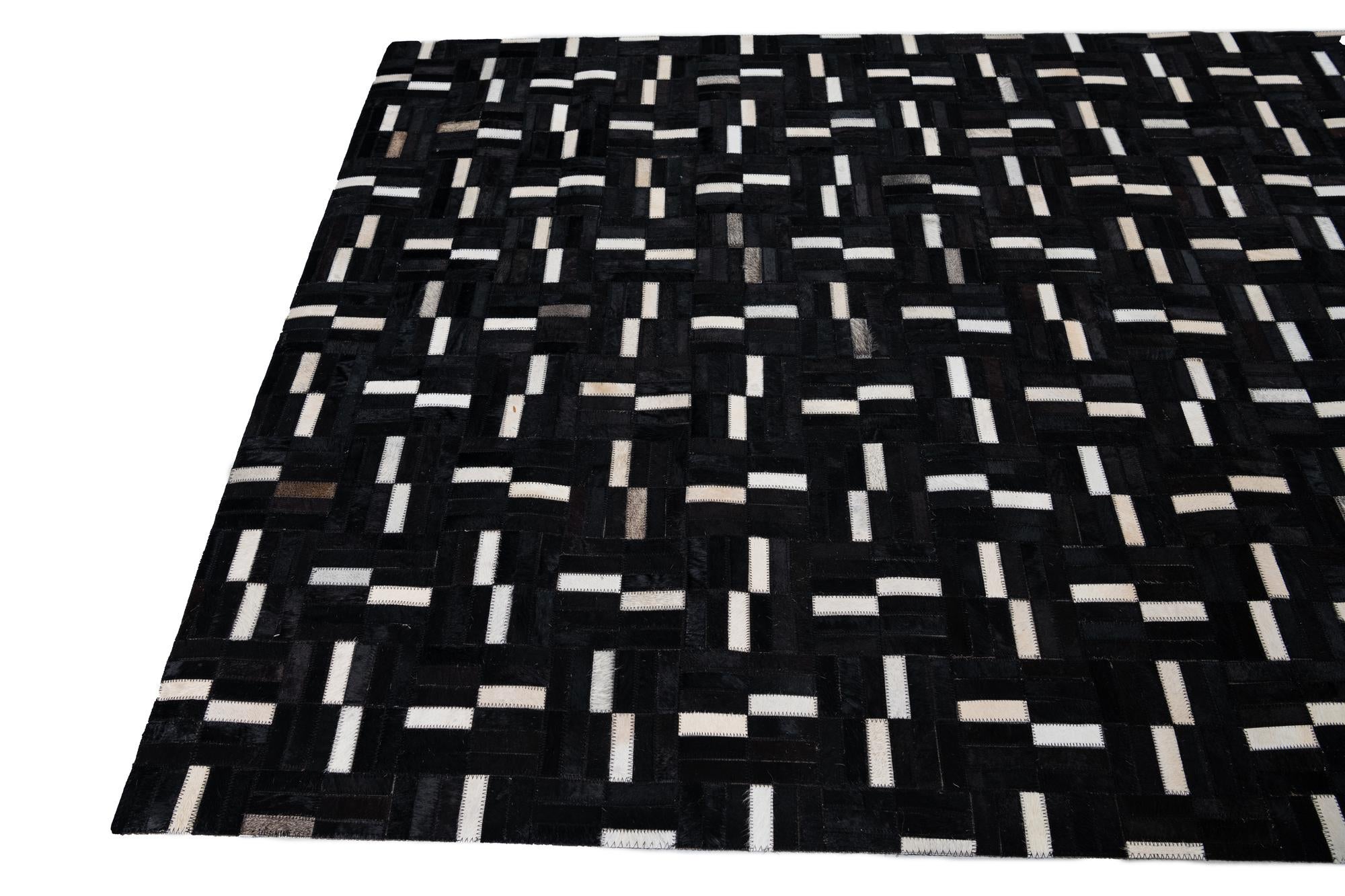 5' x 8' 2 Cowhide Leather Rug