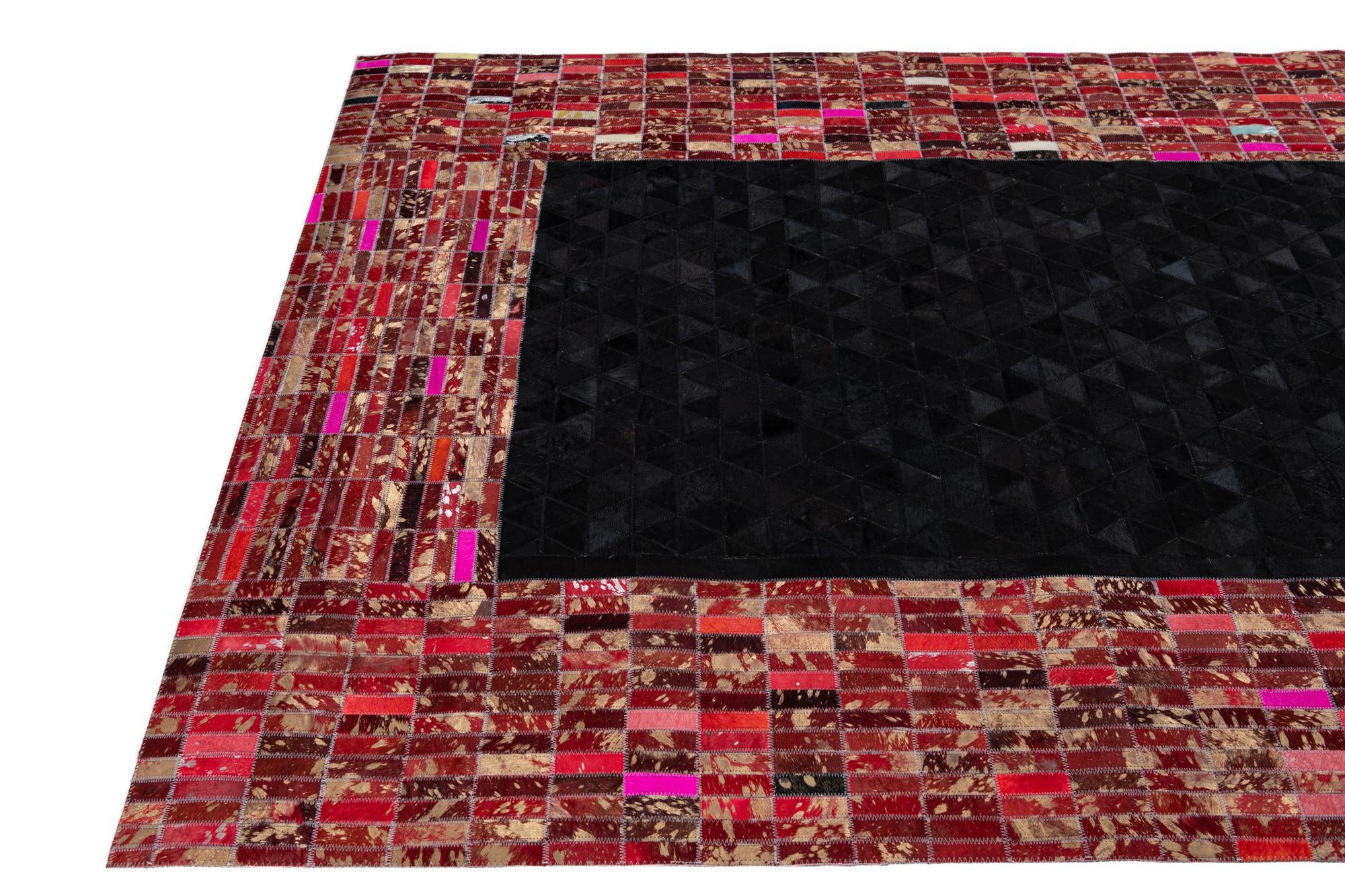 5' x 7' 10 Cowhide Leather Rug