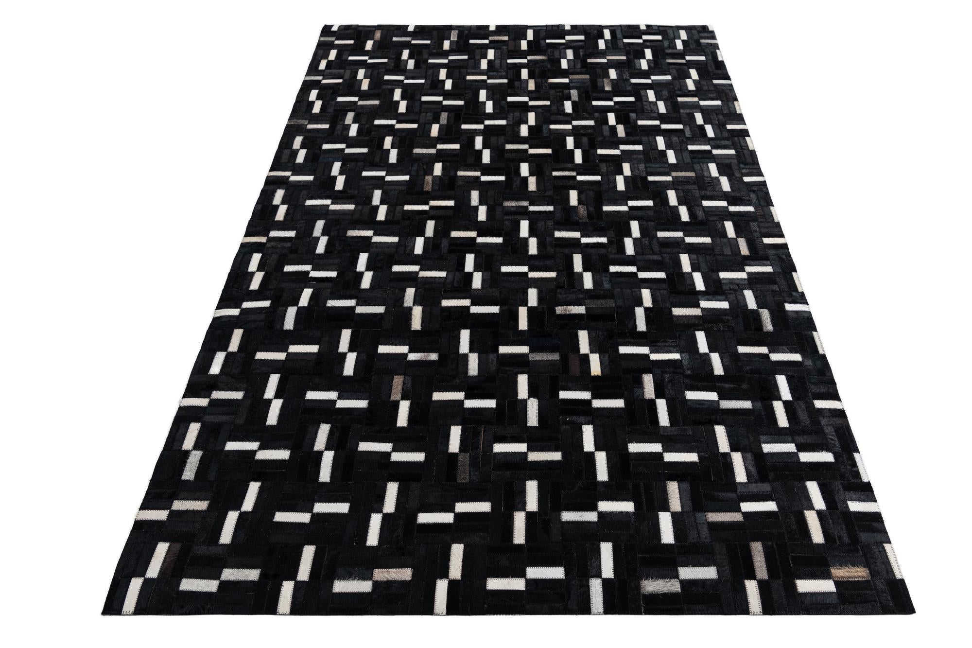 5' 3 x 8' 1 Cowhide Leather Rug