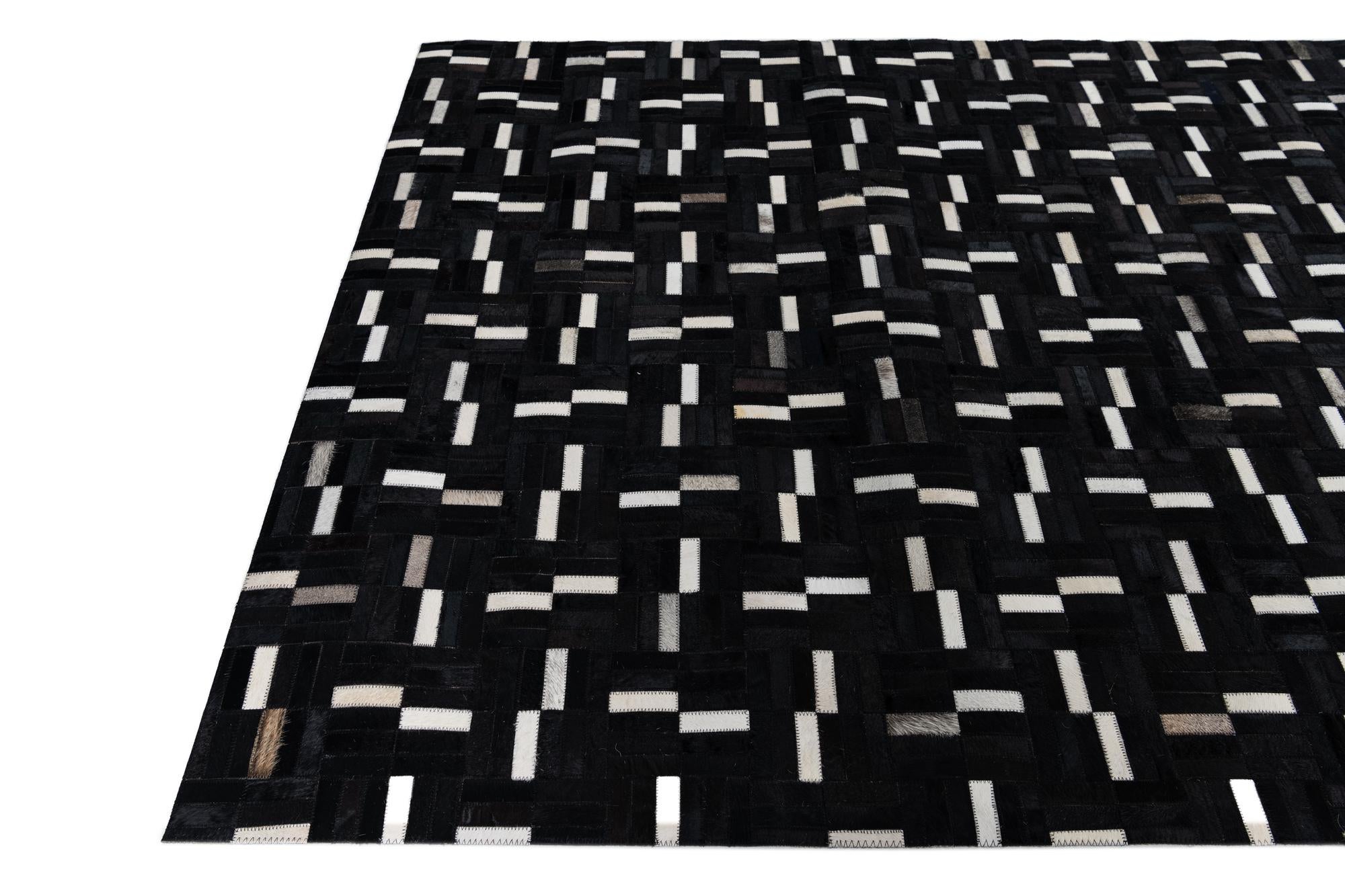 5' 3 x 8' 1 Cowhide Leather Rug
