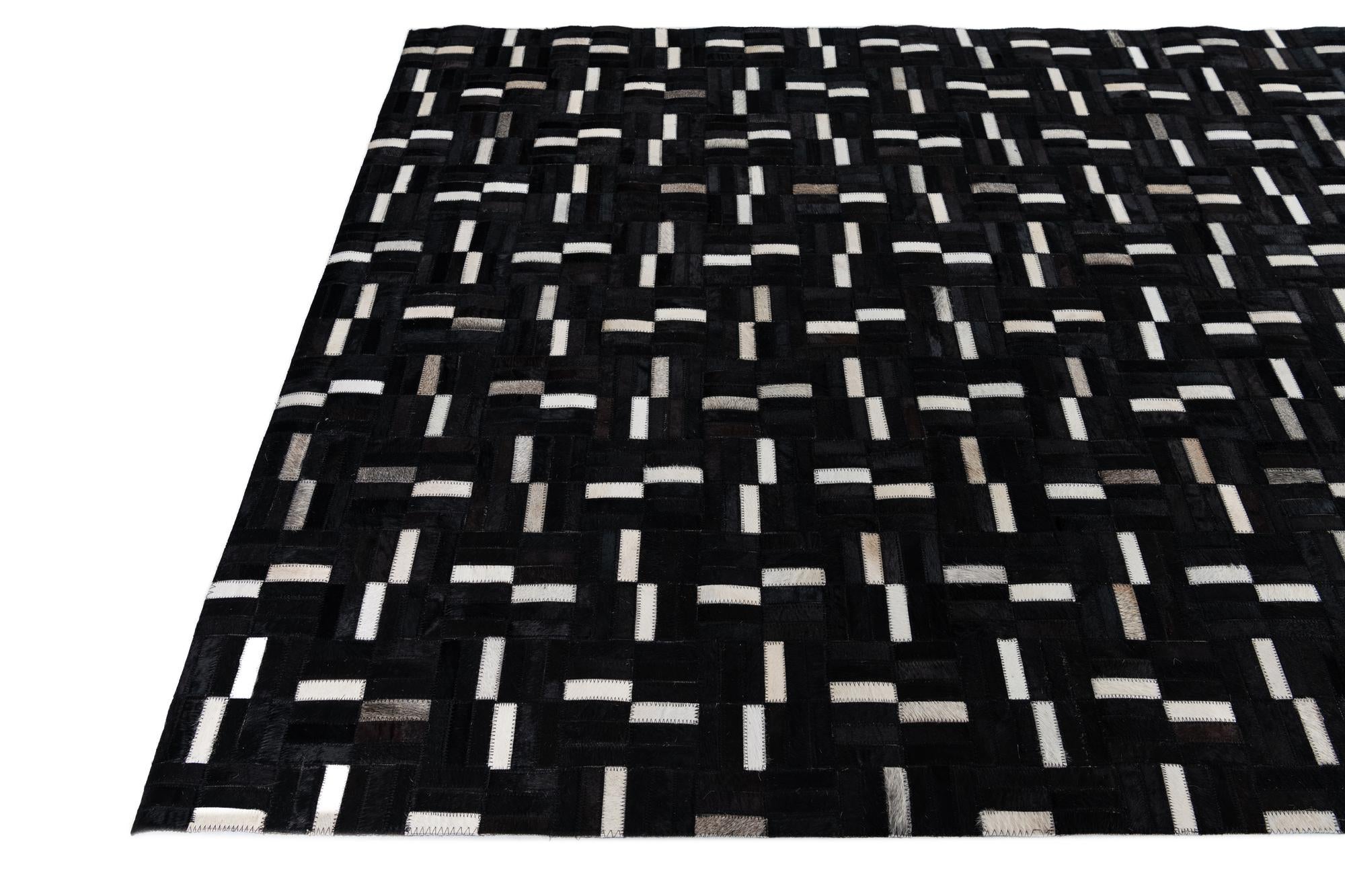 5' 2 x 8' 2 Cowhide Leather Rug