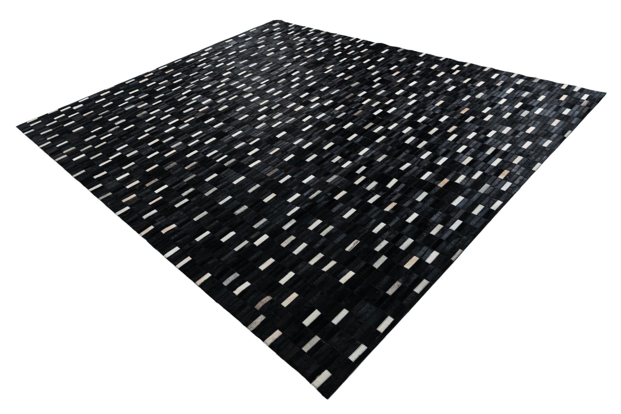 8' 2 x 9' 8 Cowhide Leather Rug