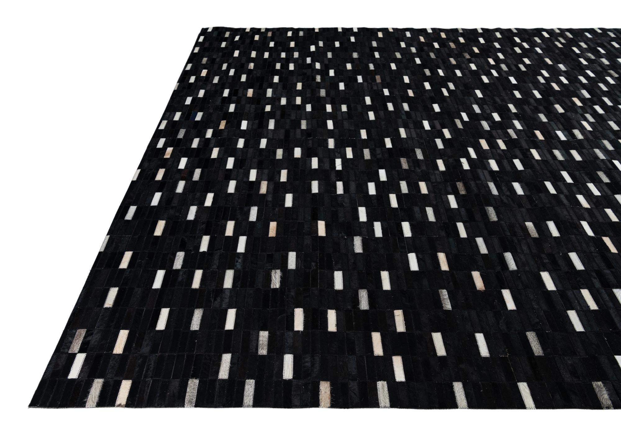 8' 2 x 9' 8 Cowhide Leather Rug