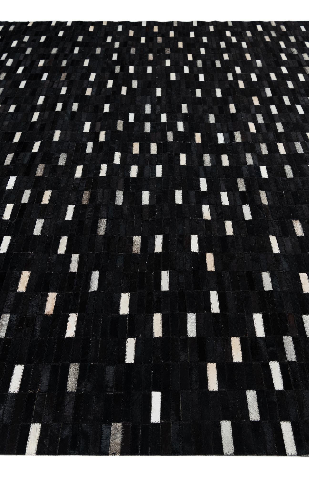 8' 2 x 9' 8 Cowhide Leather Rug