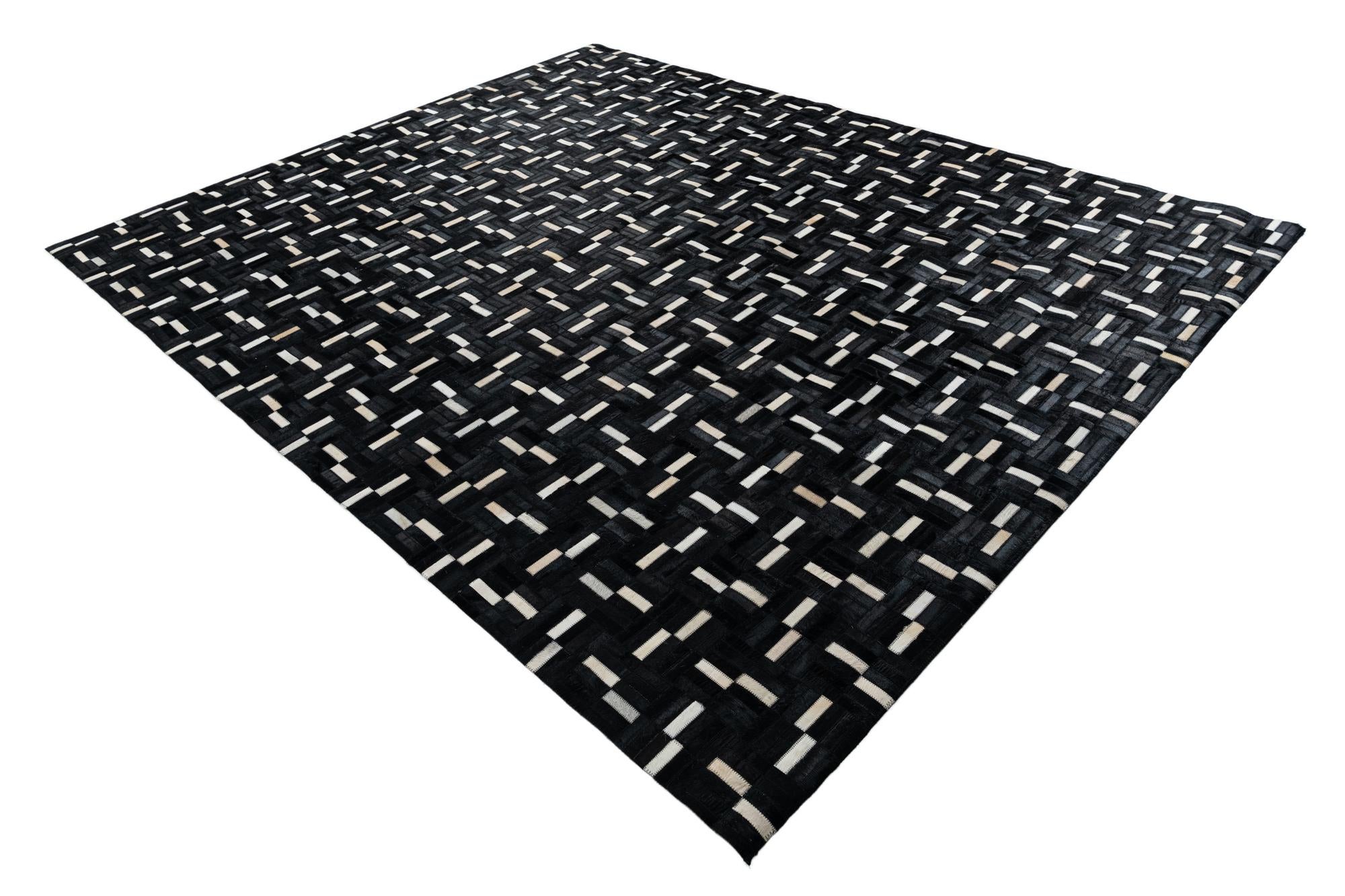 7' 9 x 9' 7 Cowhide Leather Rug