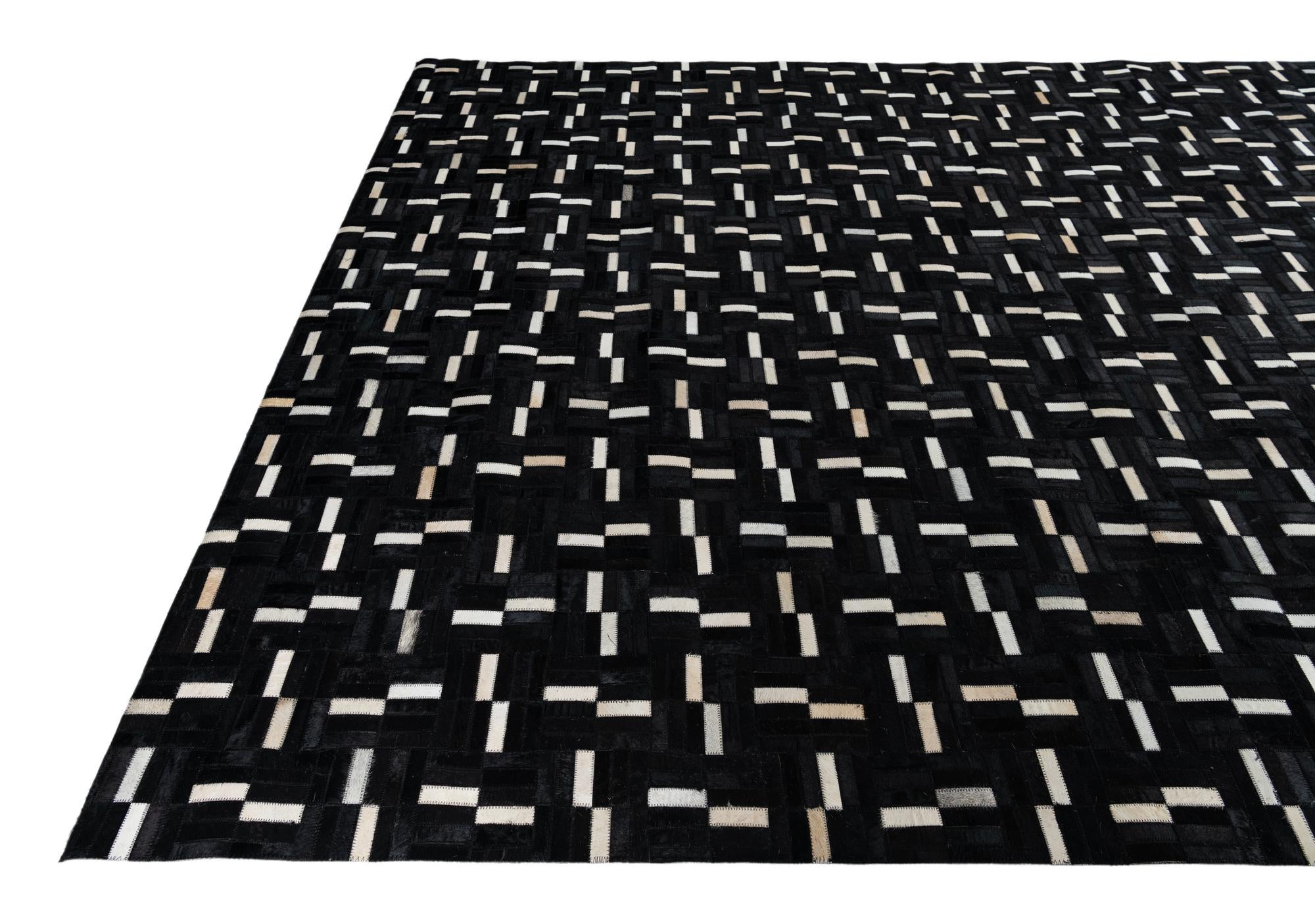 7' 9 x 9' 7 Cowhide Leather Rug
