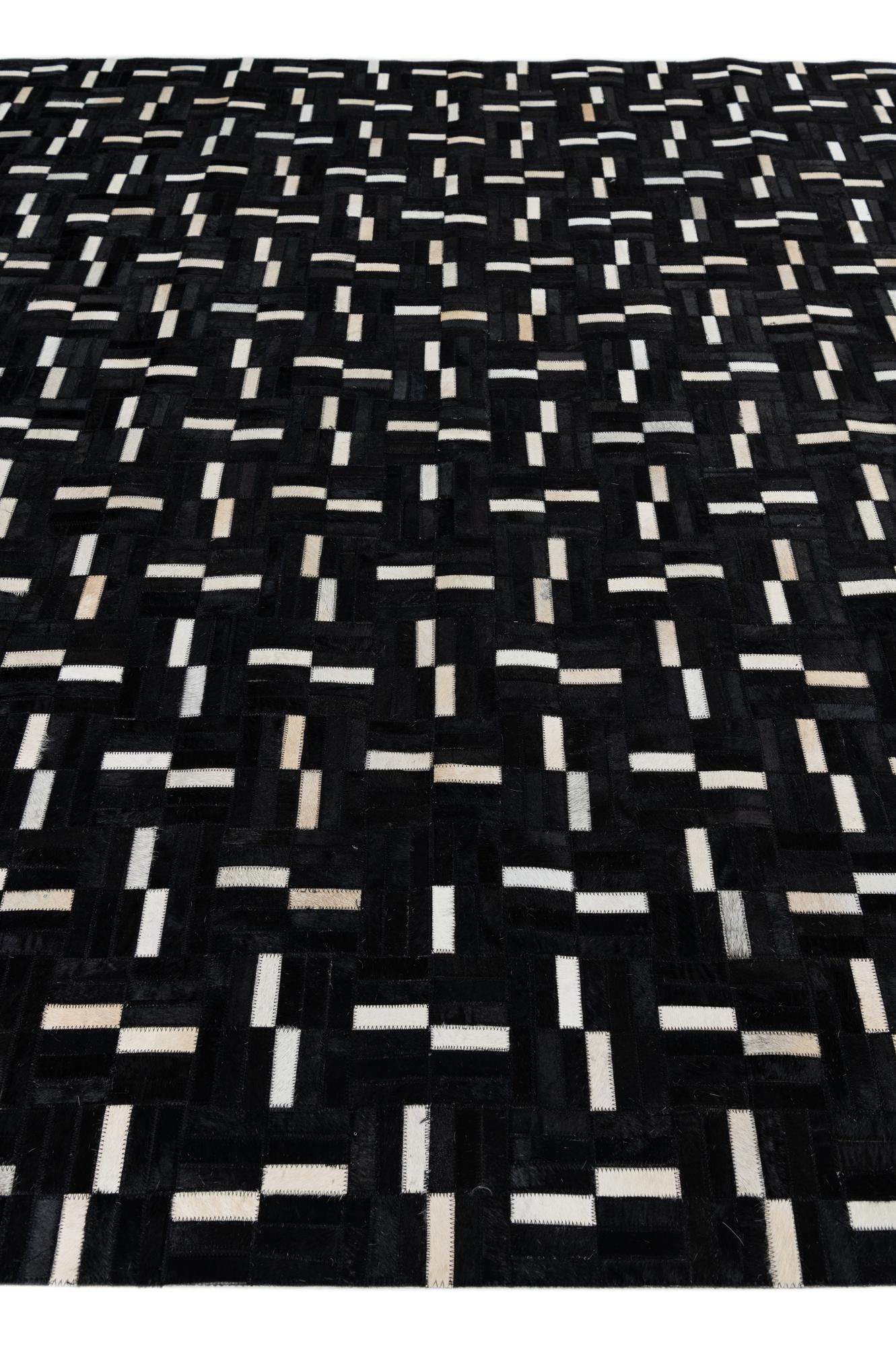 7' 9 x 9' 7 Cowhide Leather Rug