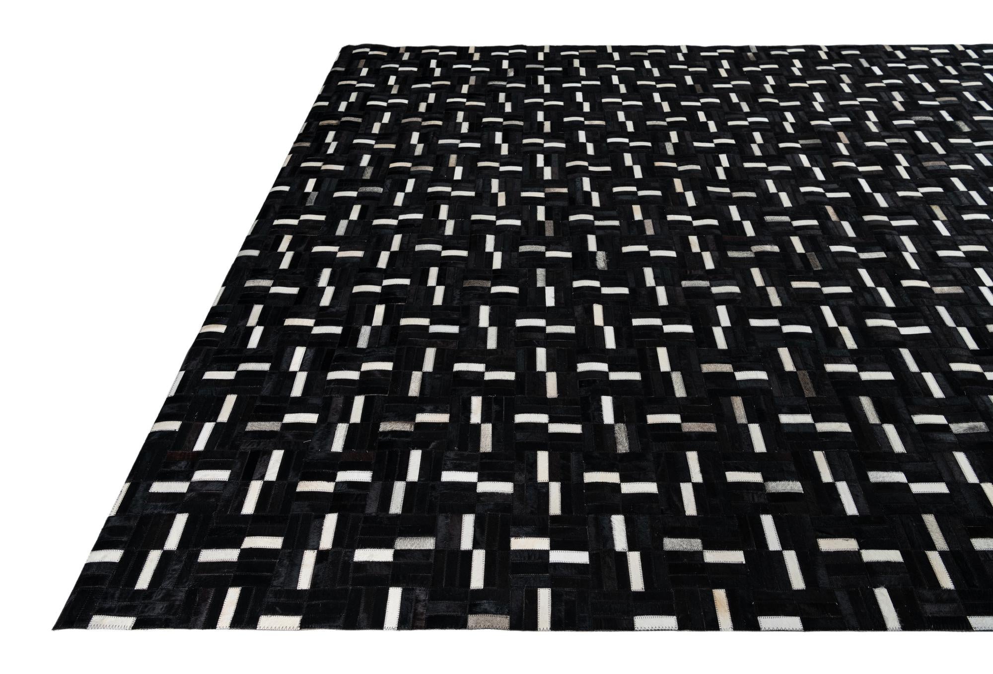 8' 2 x 10' Cowhide Leather Rug