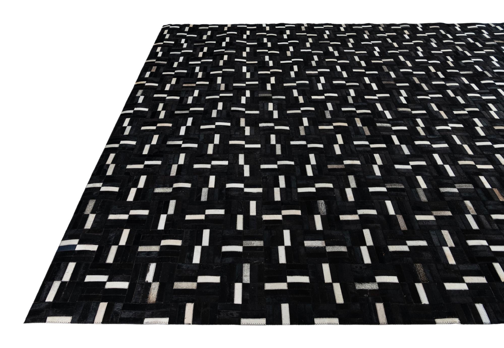 8' 2 x 9' 10 Cowhide Leather Rug