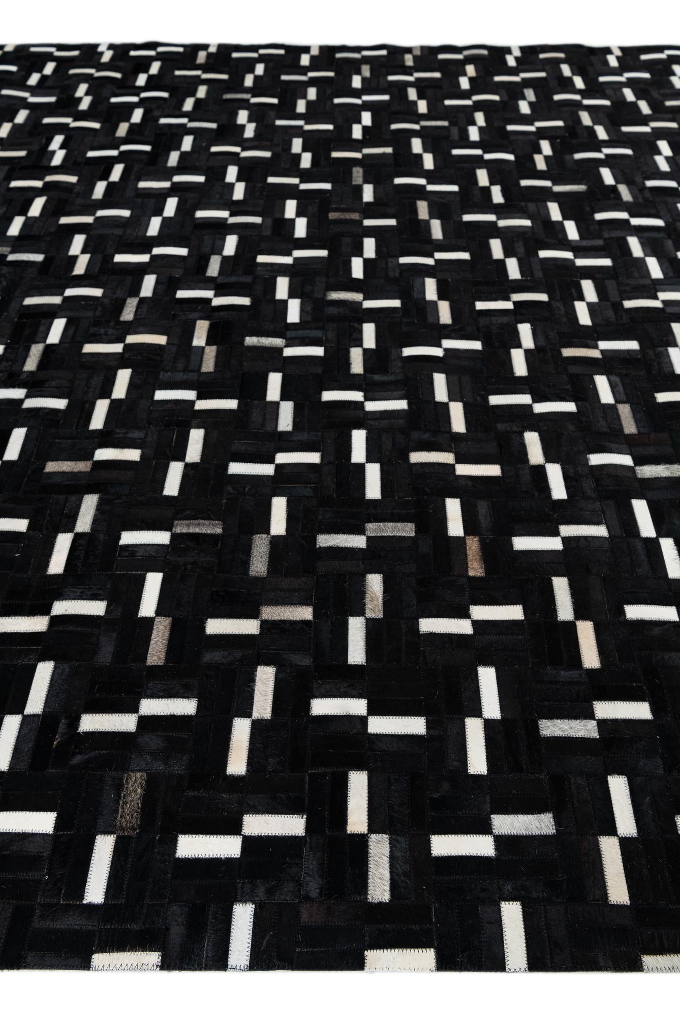 8' 2 x 9' 10 Cowhide Leather Rug