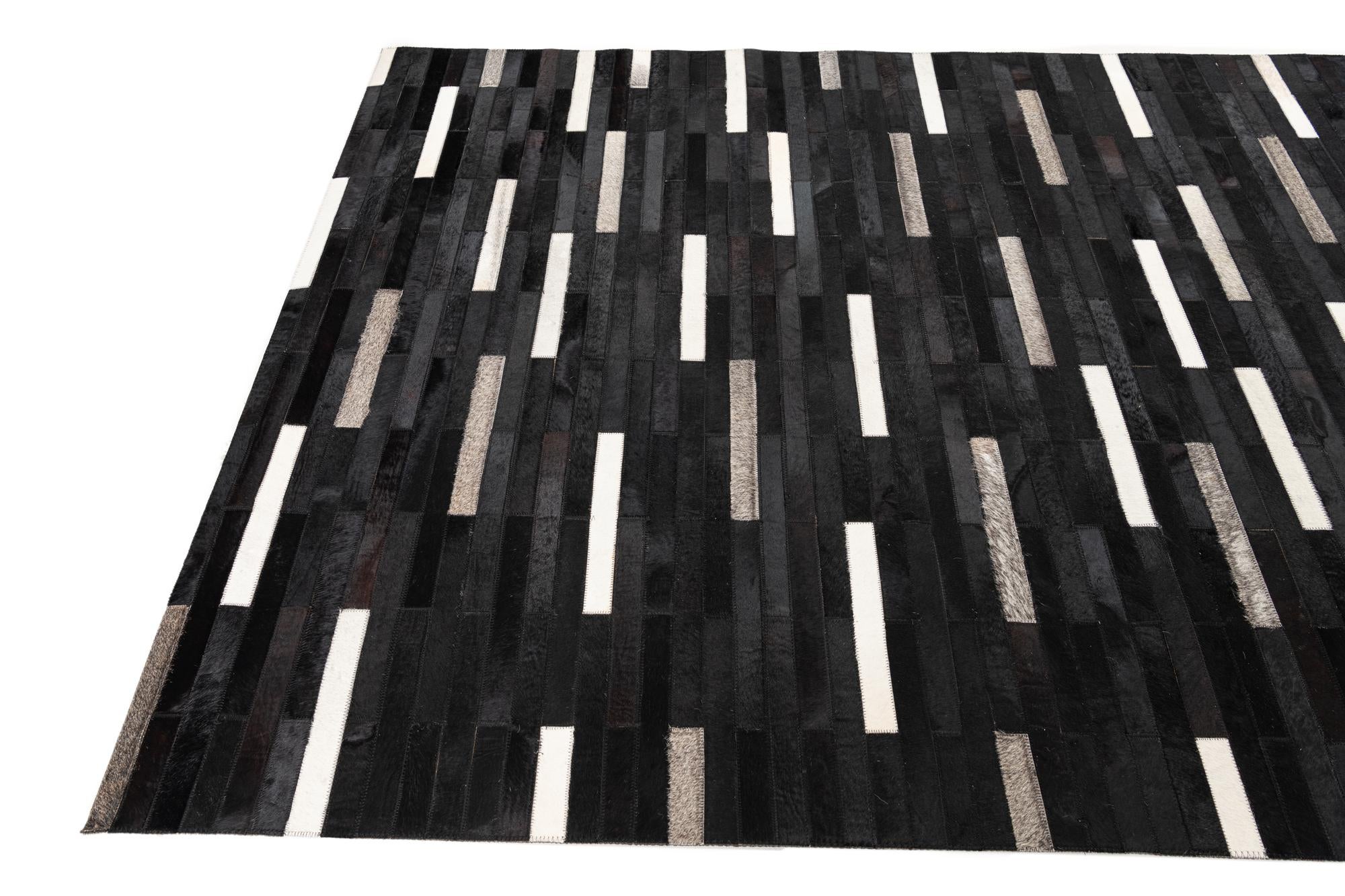 5' 1 x 8' Cowhide Leather Rug