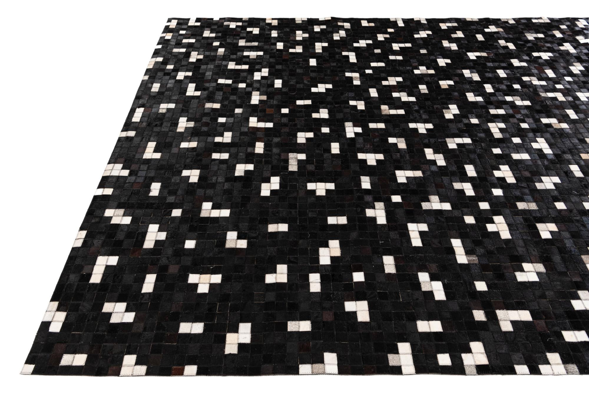 7' 11 x 9' 10 Cowhide Stocks Rug