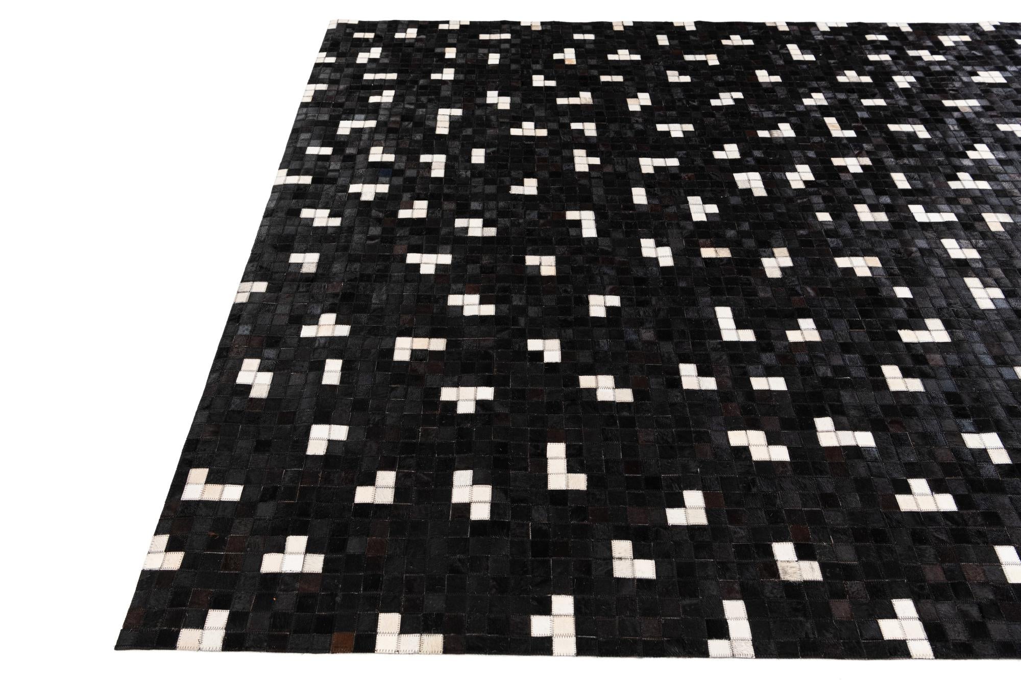 7' 11 x 9' 10 Cowhide Stocks Rug