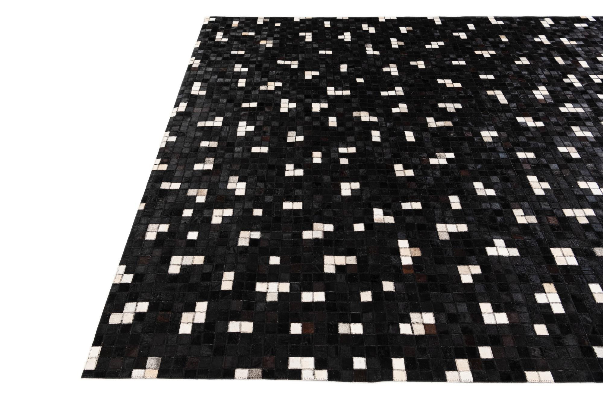 7' 11 x 9' 8 Cowhide Stocks Rug