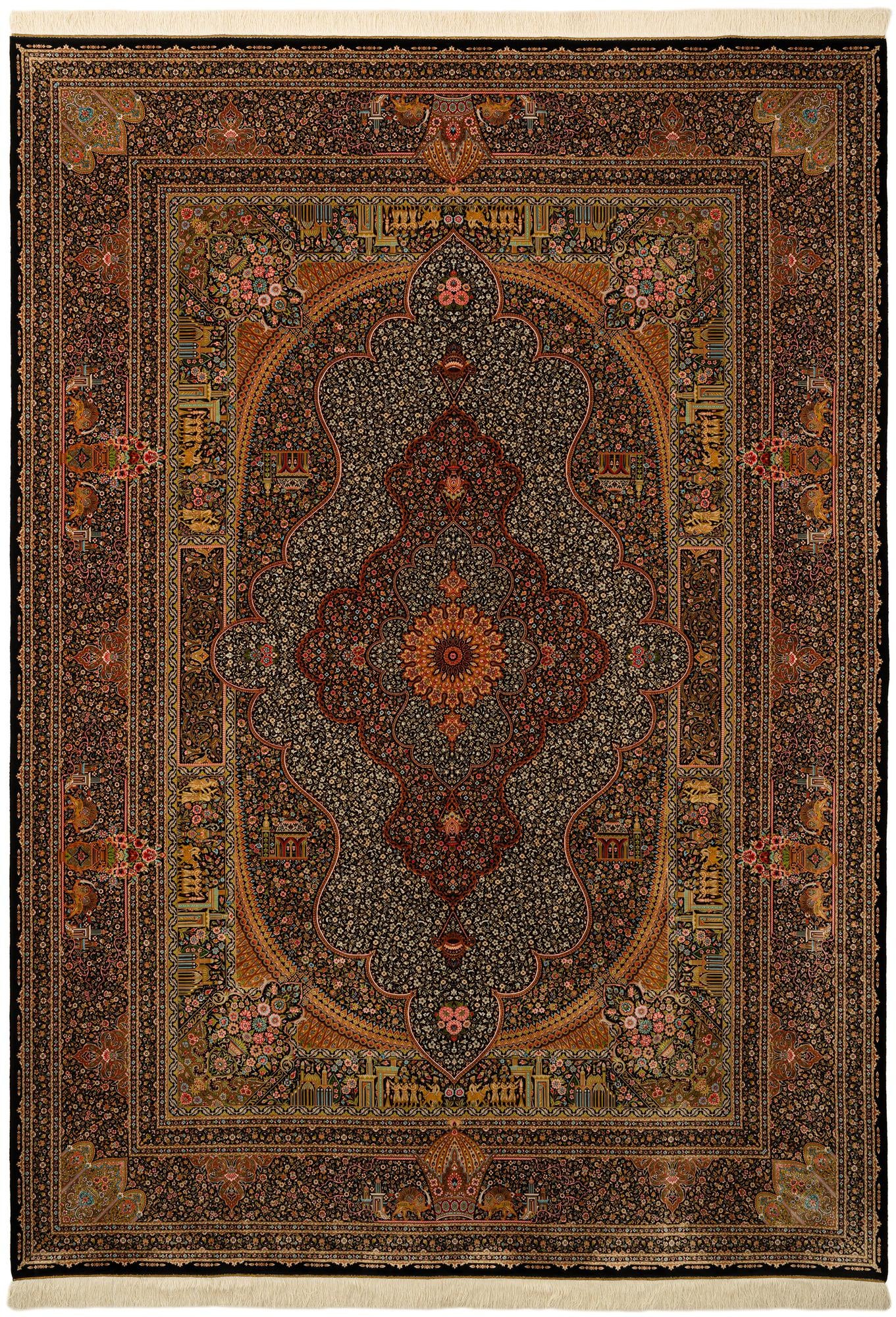 8' 1 x 11' 5 Ghom Design Rug