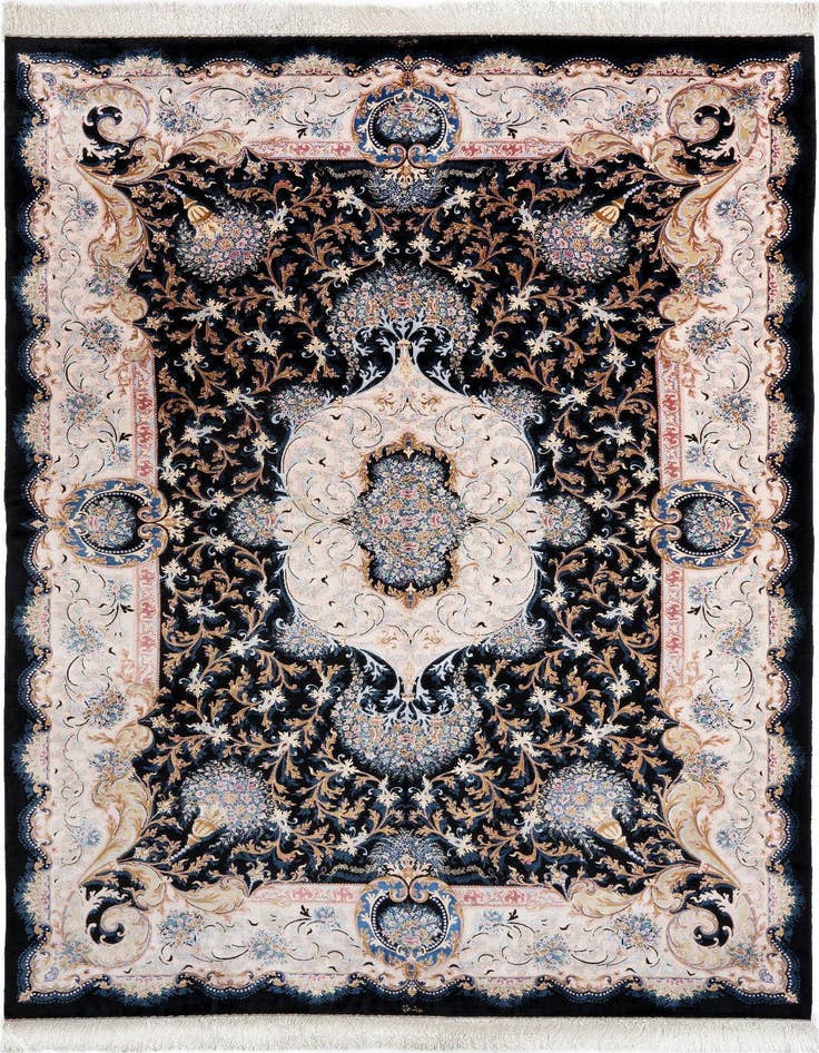 Detail image of 6' 7 x 9' 10 Ghom Design Rug