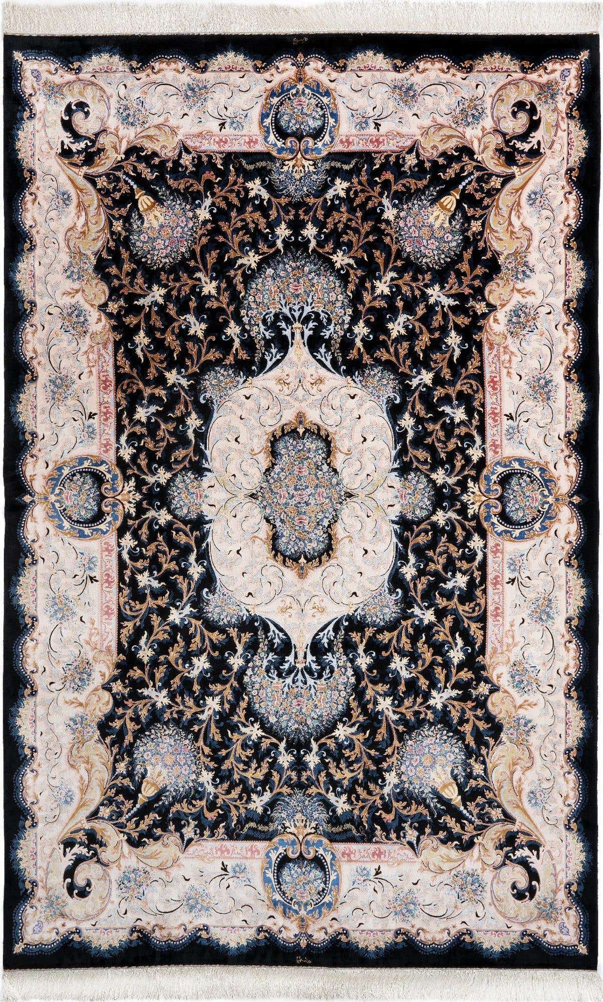 6' 7 x 9' 10 Ghom Design Rug