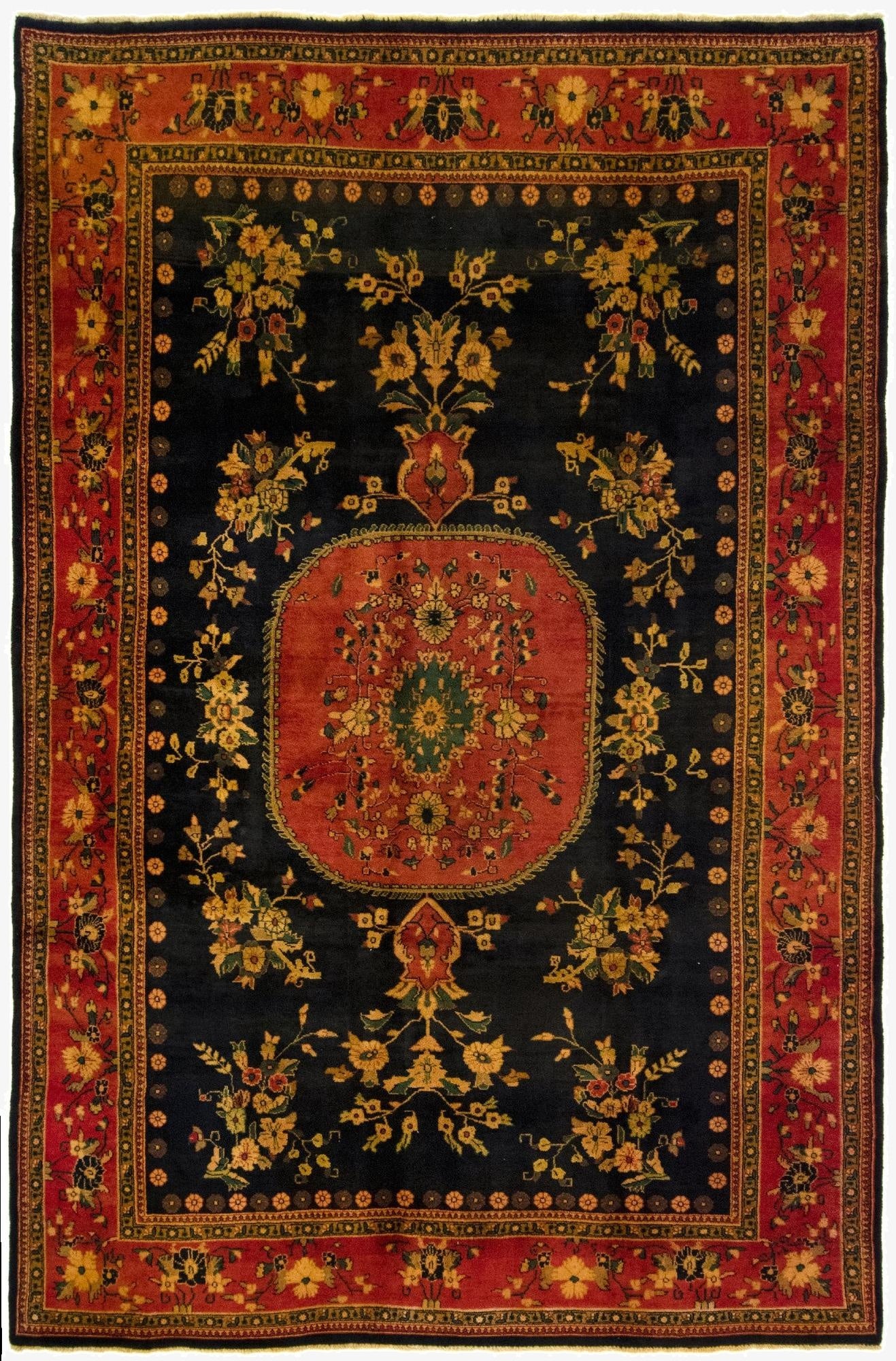 6' 1 x 9' 5  Hand Knotted Ghom Persian Wool Rug