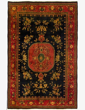6' 1 x 9' 5 Hand Knotted Ghom Persian Wool Rug