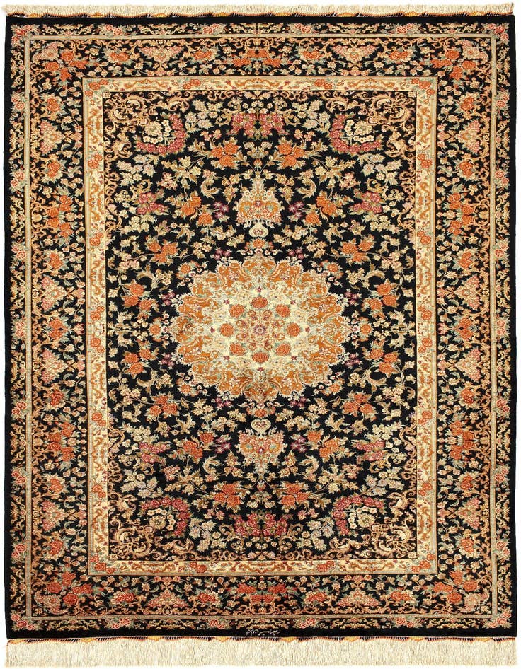 Detail image of 4' 6 x 6' 6 Ghom Silk Rug
