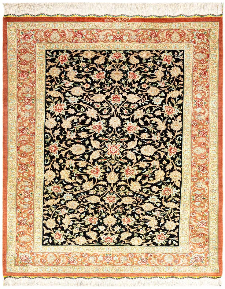 Detail image of 2' 7 x 4' 2 Ghom Silk Rug