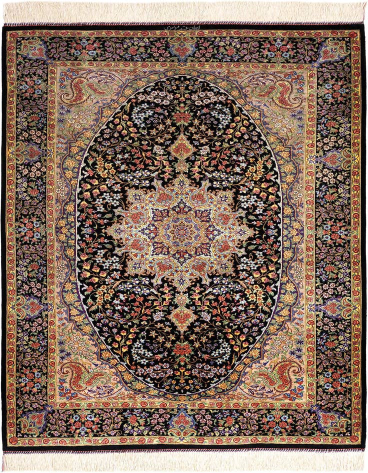 Detail image of 3' 3 x 4' 10 Ghom Silk Rug
