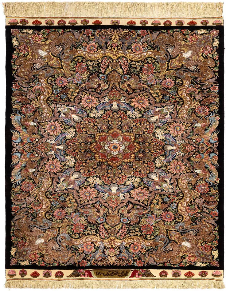 Detail image of 3' 3 x 5' 4 Ghom Silk Rug