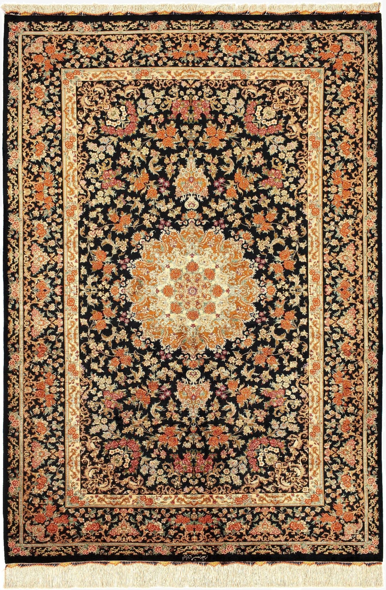 4' 6 x 6' 6 Ghom Silk Rug