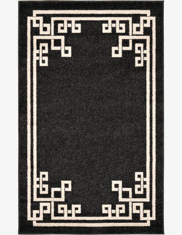 Black Greek Key Rug