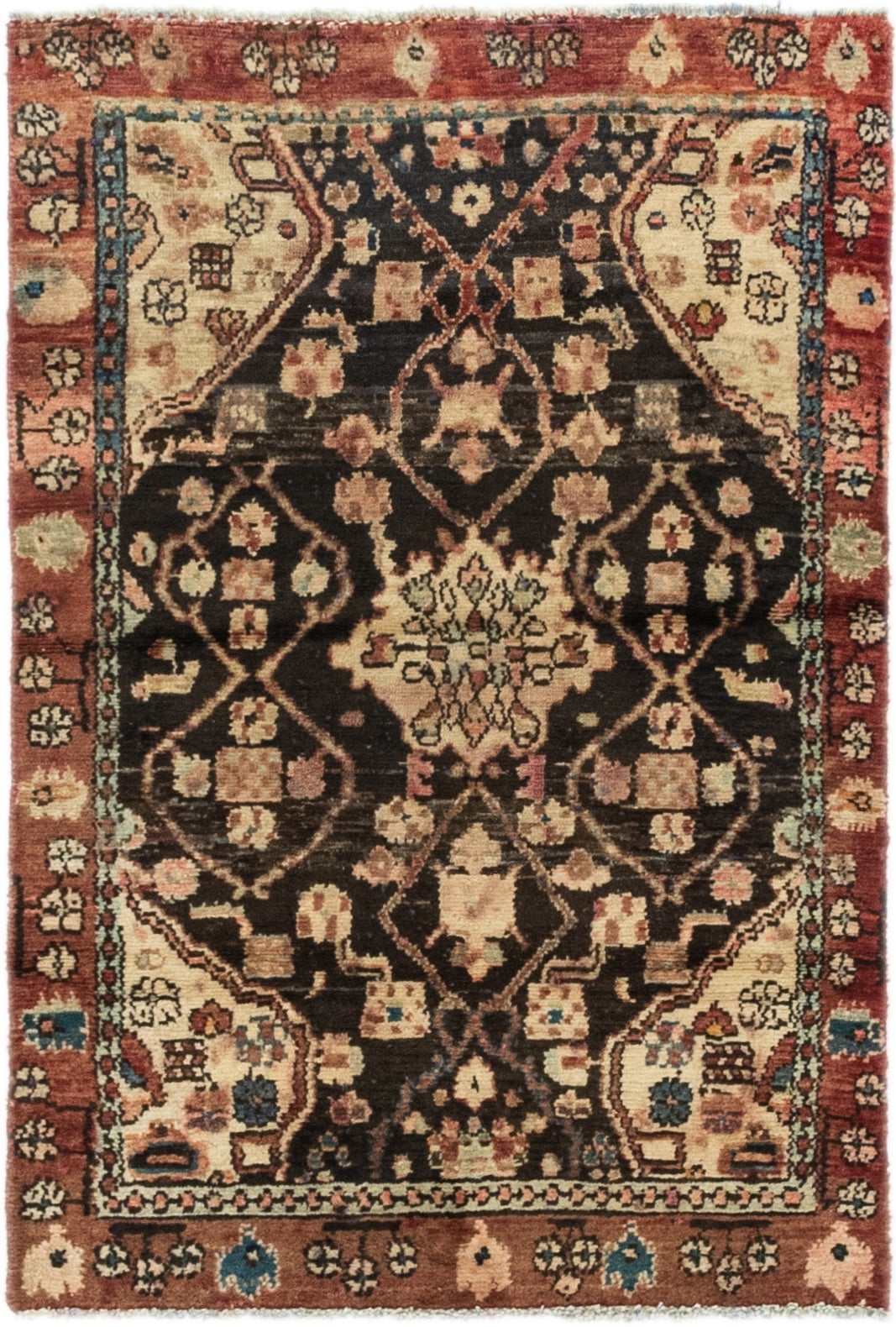 2' 9 x 4' 3 Hand Knotted Hamedan Persian Wool Rug