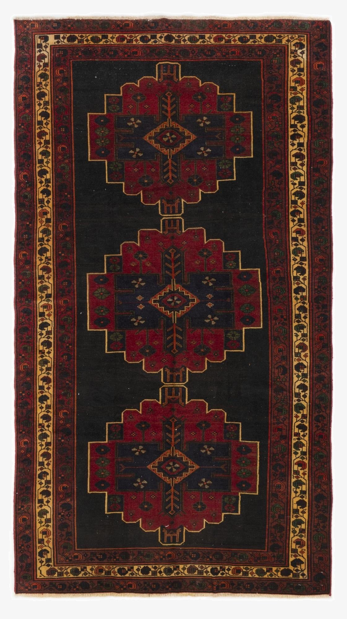 4' 10 x 9'  Hand Knotted Hamedan Persian Wool Rug