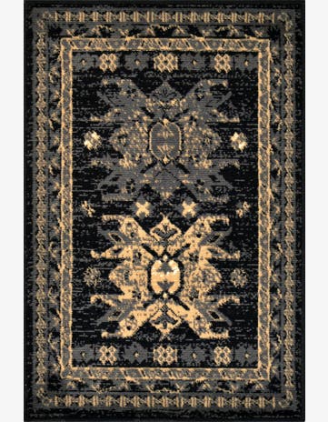 Black Heriz Design Rug